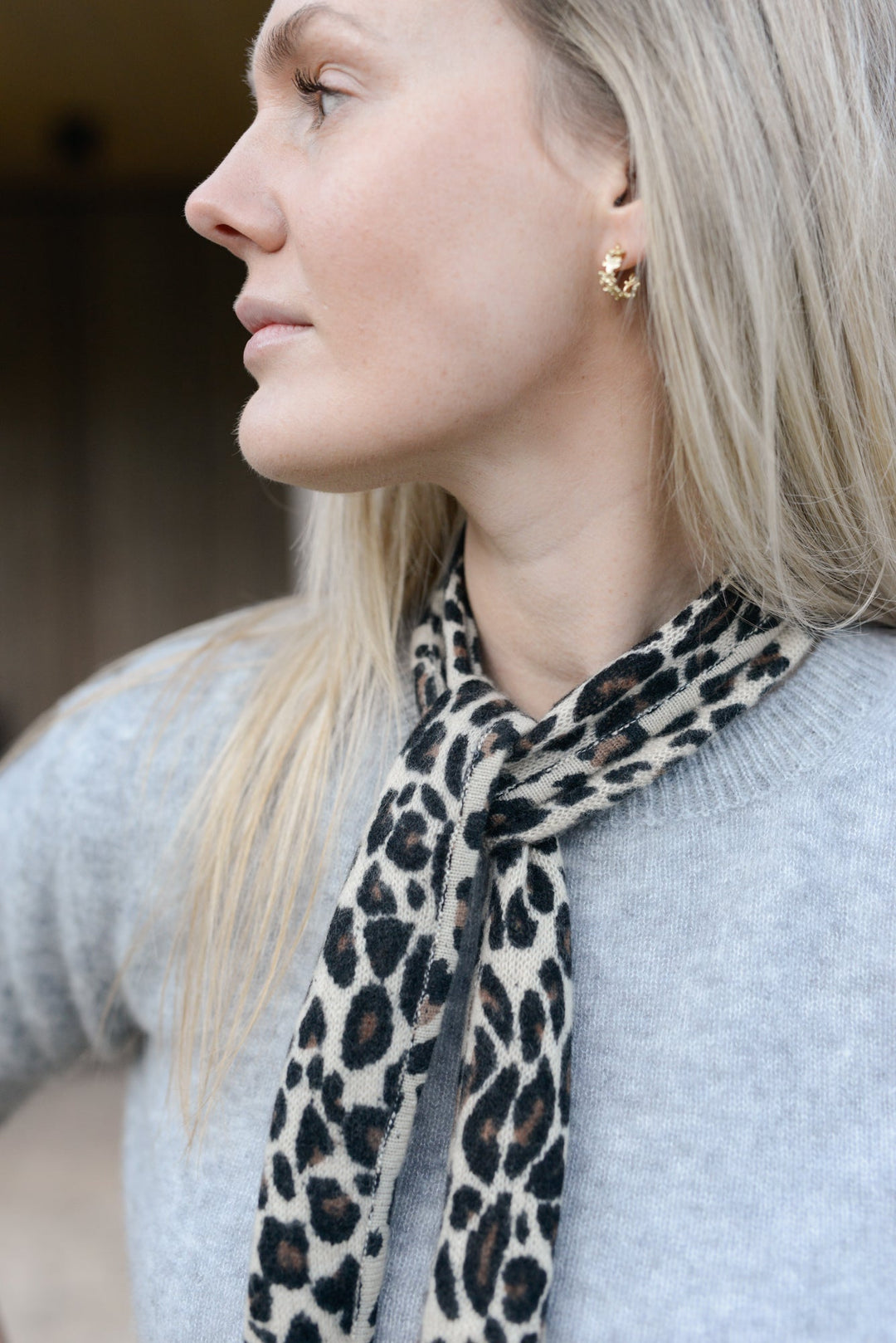 Cashmere Schal Ella-cs mit Leo-Print in Braun