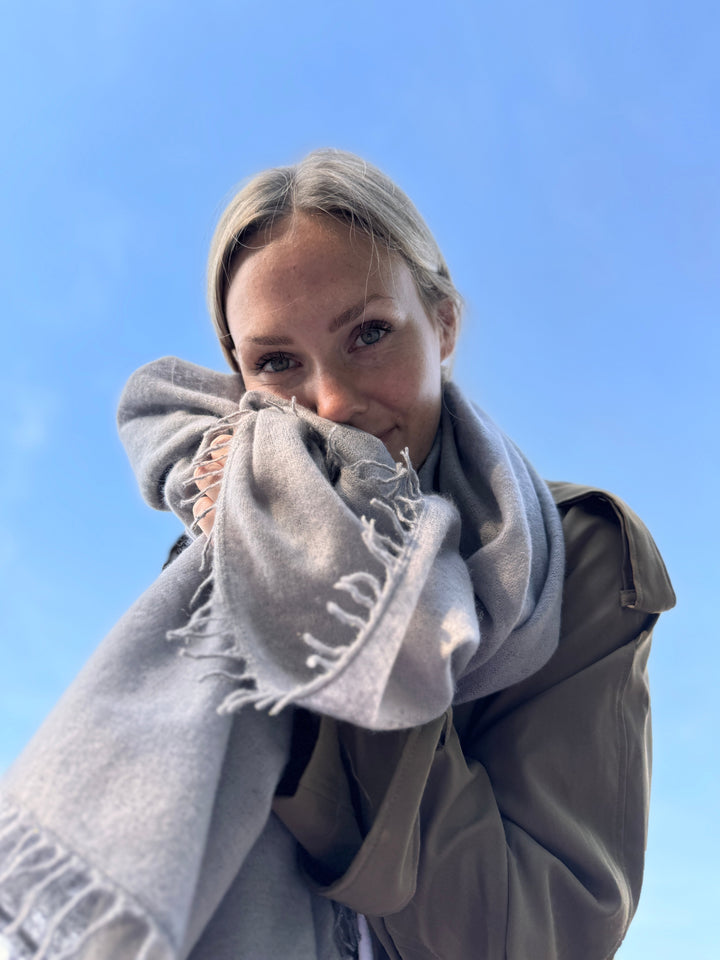 Cashmere Schal BiFeli-cs Lurex in Steingrau Meliert