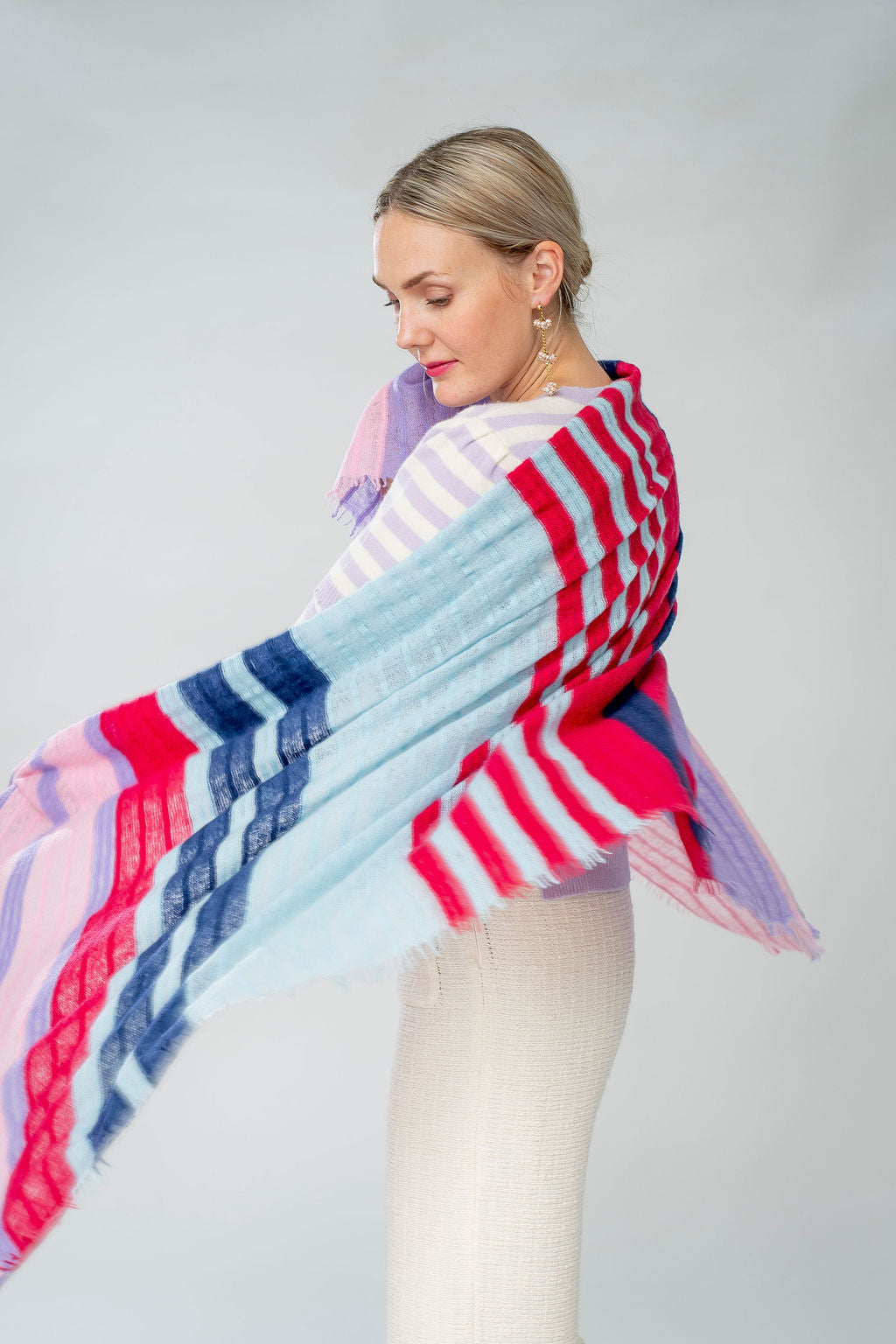 Cashmere Schal Unevi-cs in Strawberry Shake