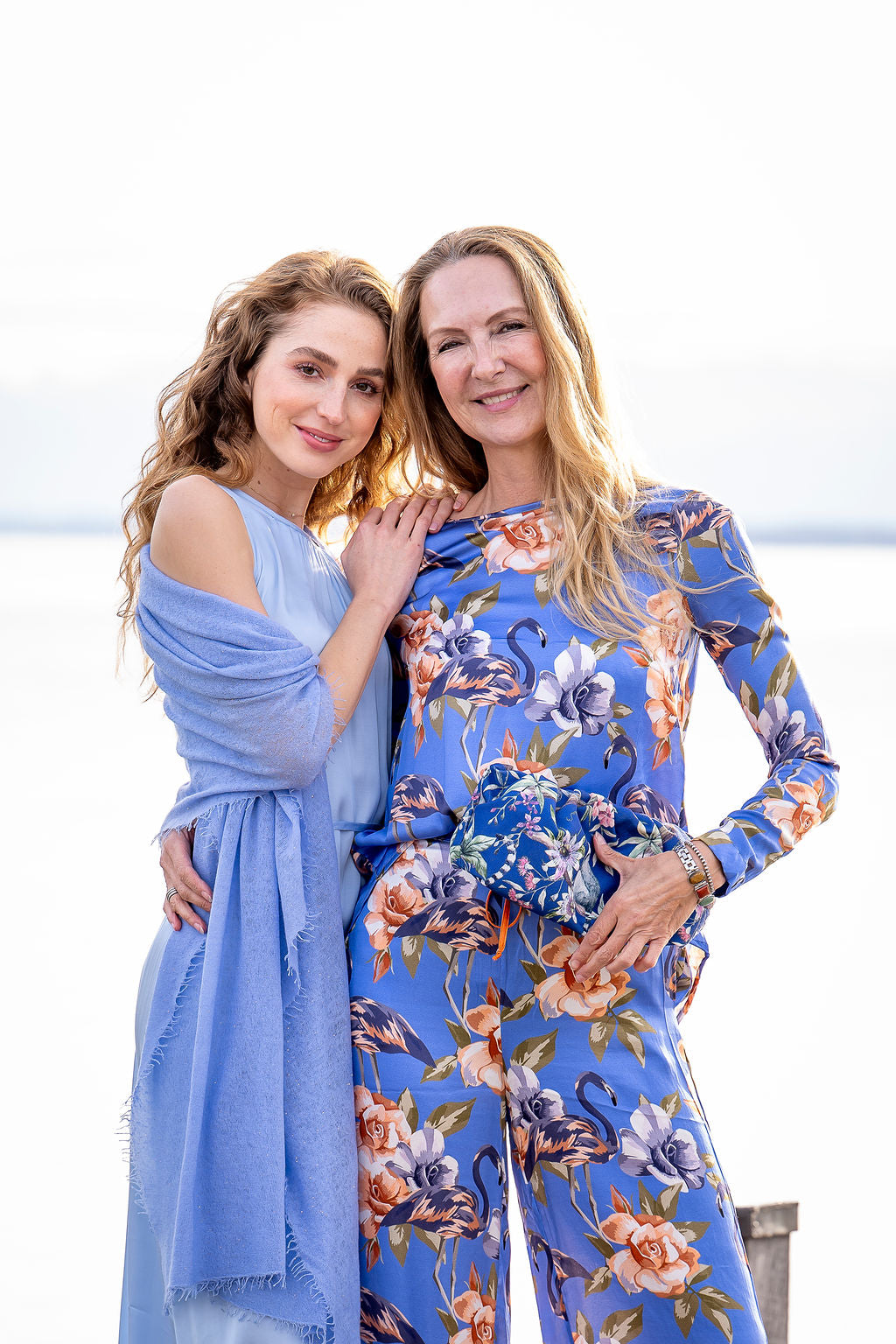 Seidenbluse Ellie-cs mit Flamingo-Print in Königsblau