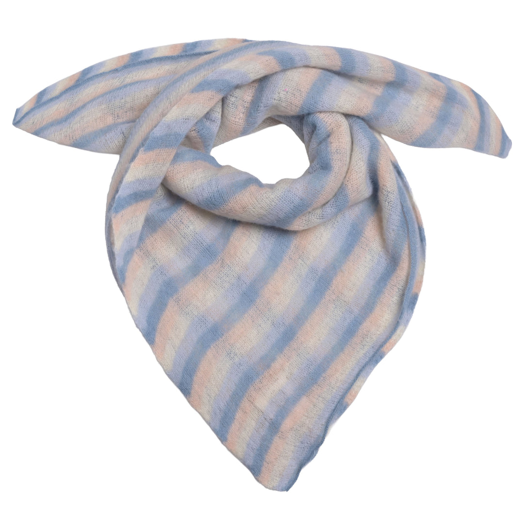 Bunt gestreiftes Halstuch in Hellblau aus 100% reinem Kaschmir für Damen, Größe 65 x 65 cm, Sommerkollektion