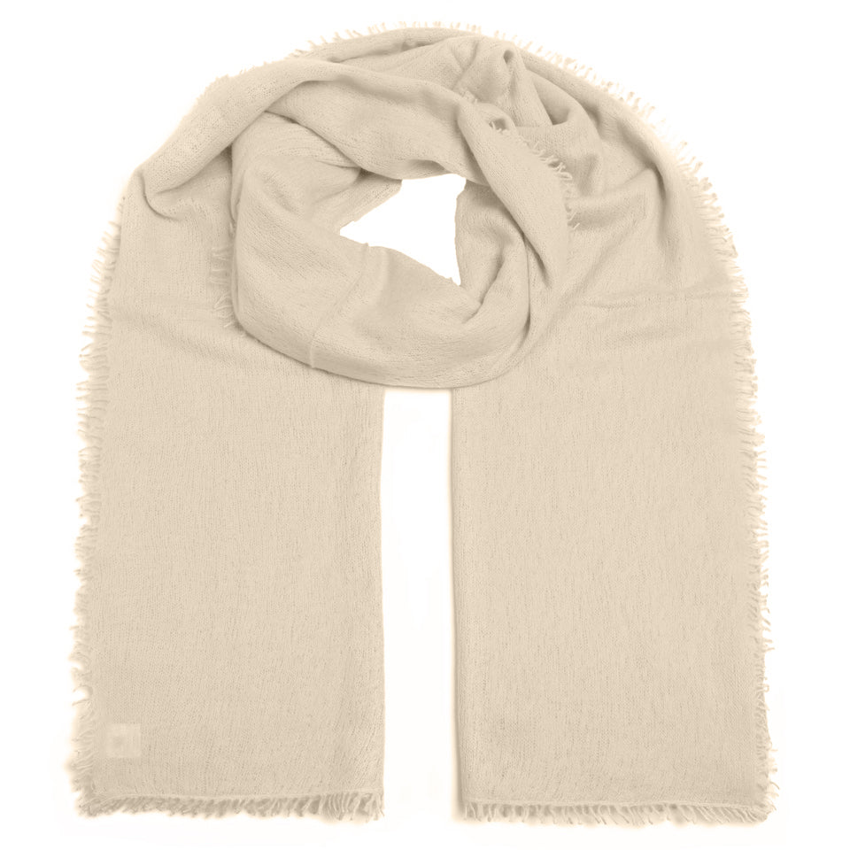 Anschmiegsamer Kaschmirschal aus gefilztem Light Cashmere in langer Länge 80 x 205 cm, in der Farbe Champagner, einem frischen Weißton 