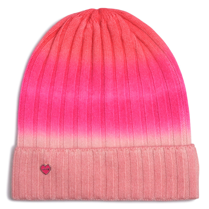 Cashmere Mütze Tabita-cs mit Farbverlauf in Pink Grapefruit