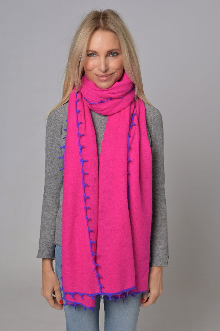 Cashmere Schal BiFeli-cs in Neonpink mit Neonlila