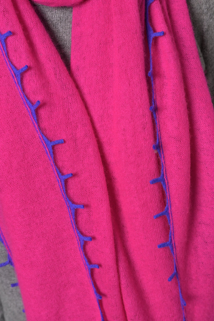 Cashmere Schal BiFeli-cs in Neonpink mit Neonlila