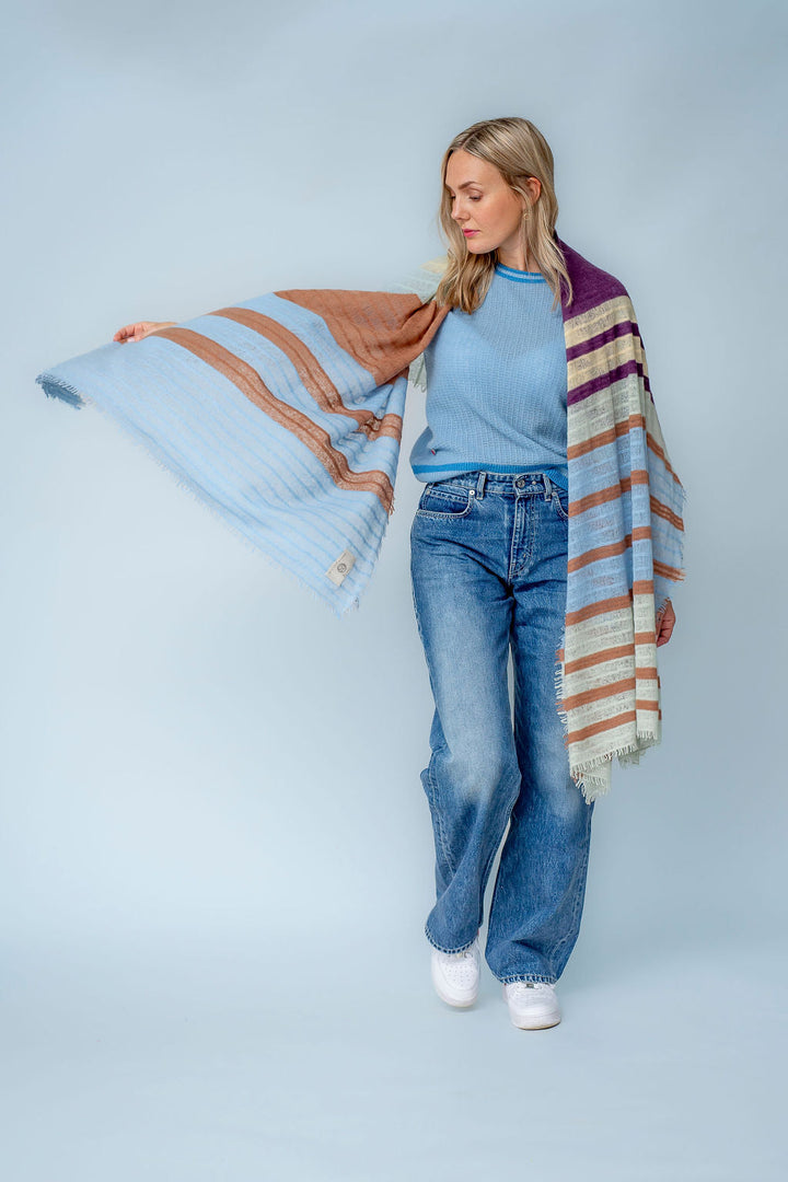 Cashmere Schal Unevi-cs in Blue Grotto