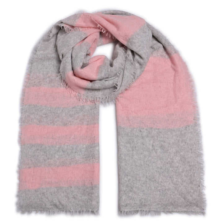 Cashmere Schal StripeBig-cs in Light Grey Melange