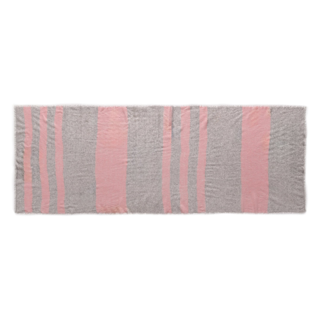 Cashmere Schal StripeBig-cs in Light Grey Melange