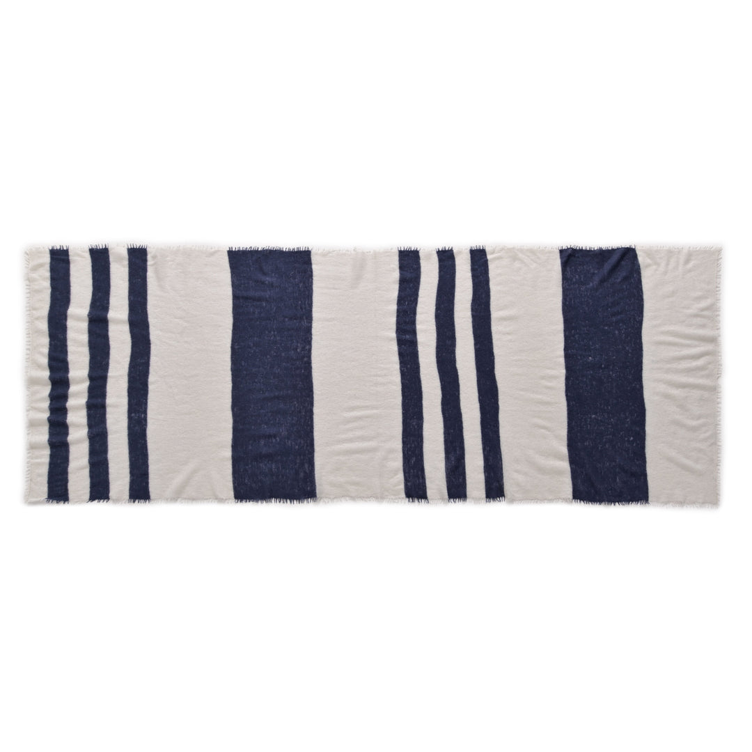 Cashmere Schal StripeBig-cs in Nachtblau