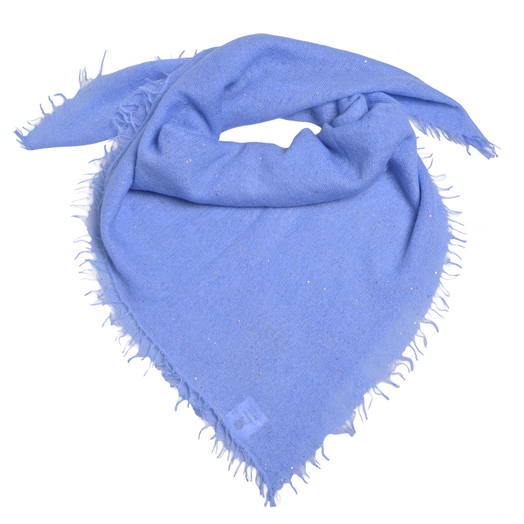 Luxuröses und quadratisches Tuch mit glitzernden Pailletten aus reinem Kaschmir für Damen und für besondere Anlässe, Größe 65 x 65 cm, Farbe: Arctic, Produktbild mit weißem Hintergrund