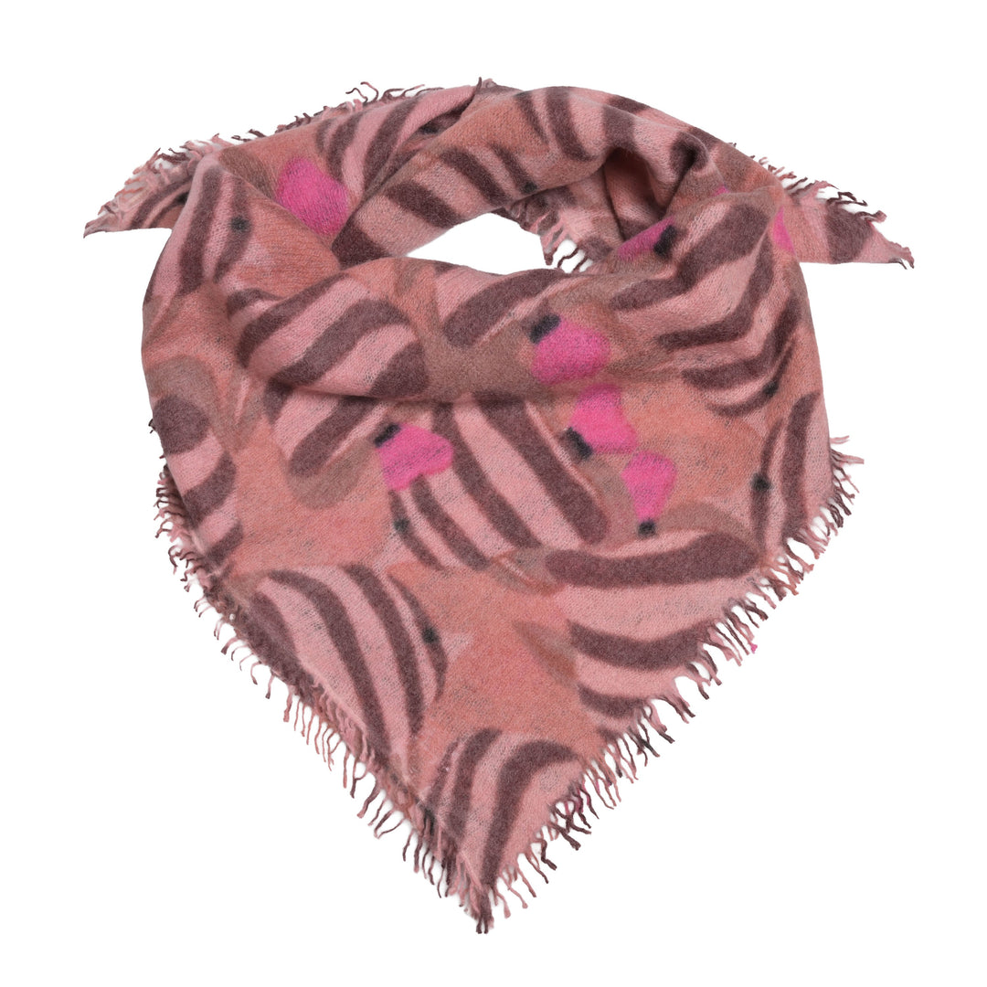 Rosa Kaschmir Bandana mit bunten Fischen aus 100% Cashmere – Light Cashmere Sommerkollektion