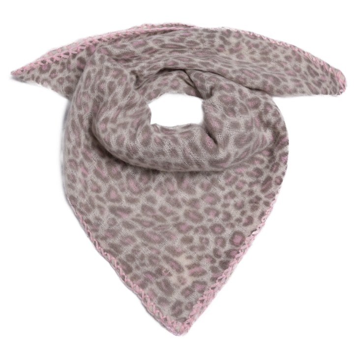 Cashmere Bandana Leo-cs mit Stitching in Taupe