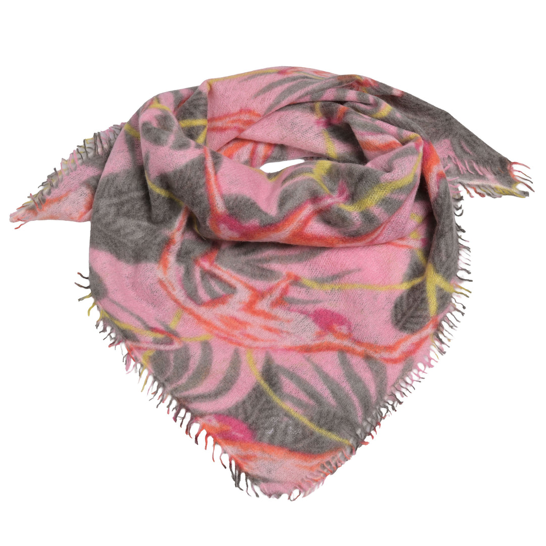 Weiches quadratisches Kaschmirtuch für Damen 60 x 60 cm mit aufgedruckten kleinen Affen, besonders fluffig und leicht, Farbe Kiss Mee, Produktbild
