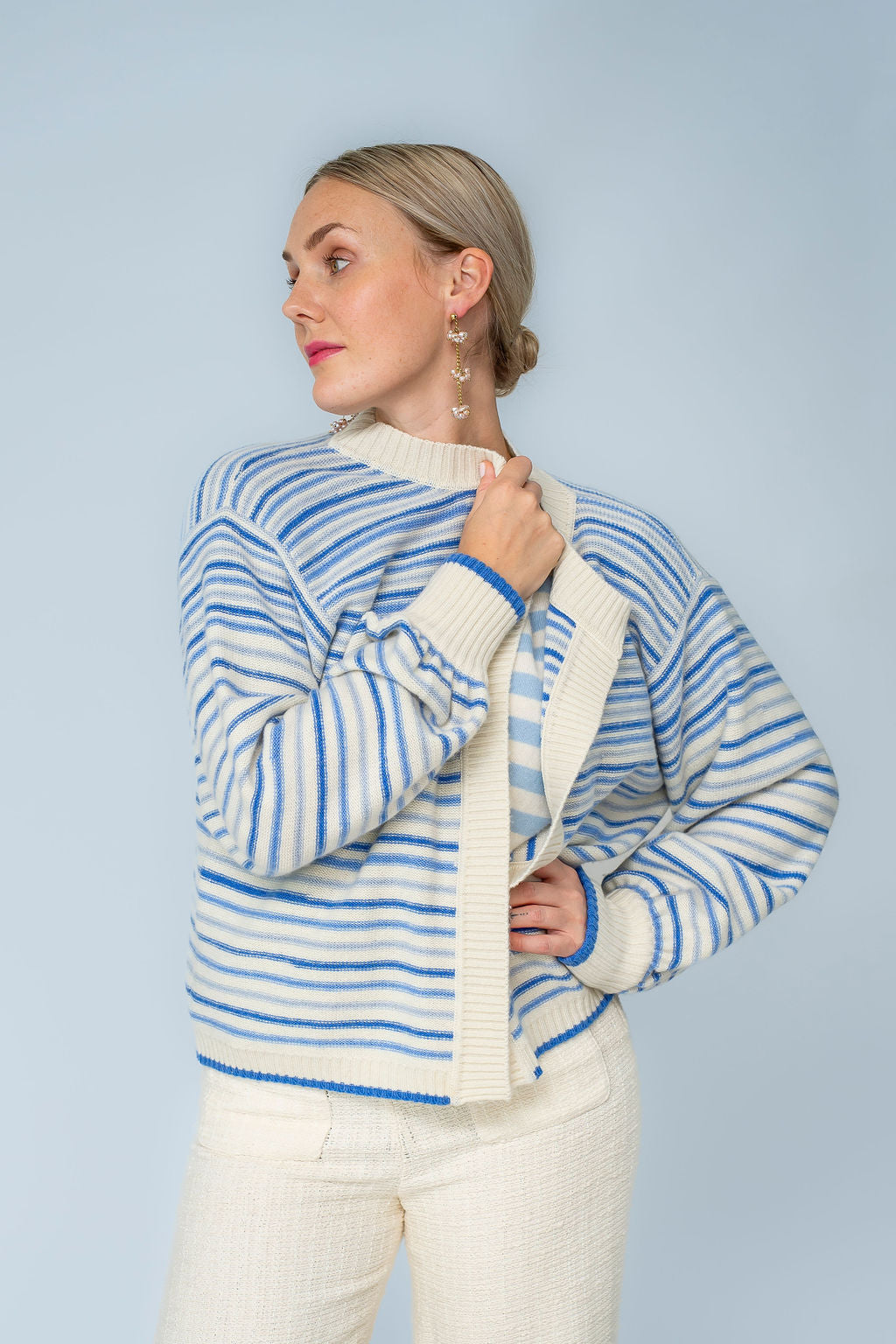 Cardigan Liv-cs Stripes in Pink