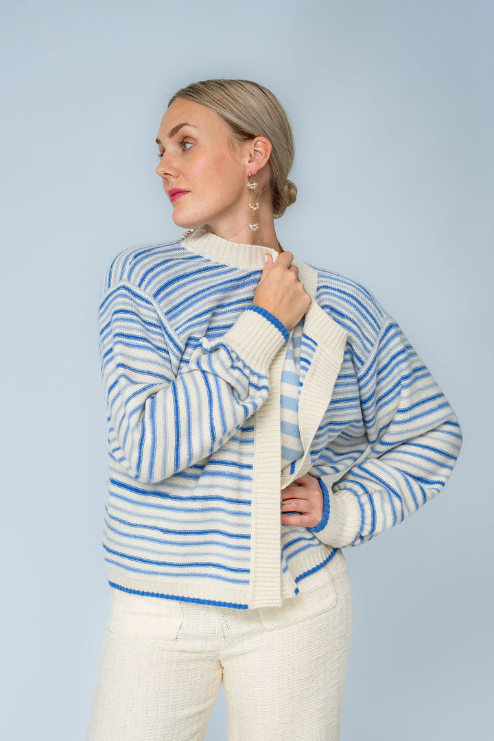 Cardigan Liv-cs Stripes in Pink