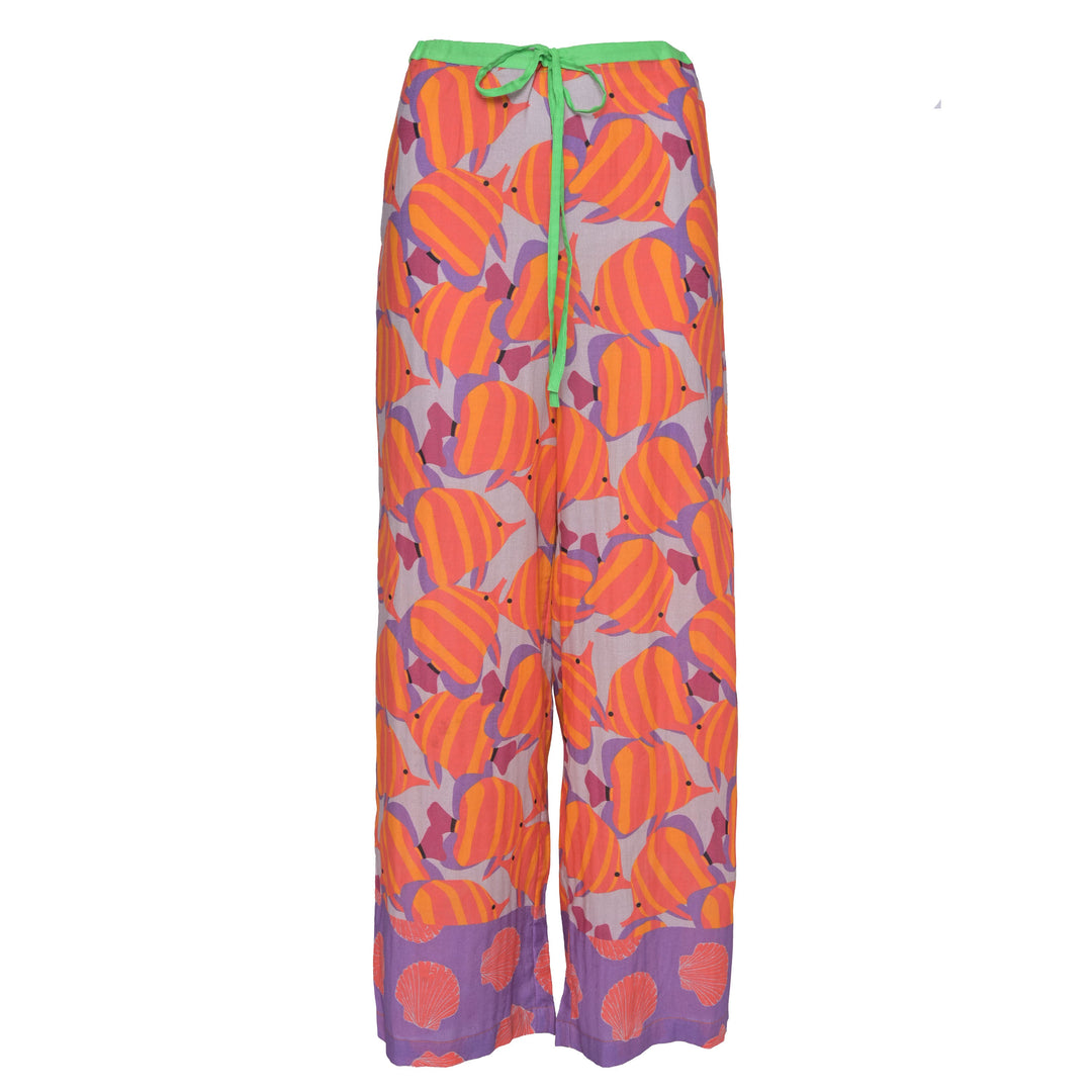 Leichte Damen Sommerhose Gracie‑cs aus 100 % Baumwolle mit Fische‑Print, Vorderansicht