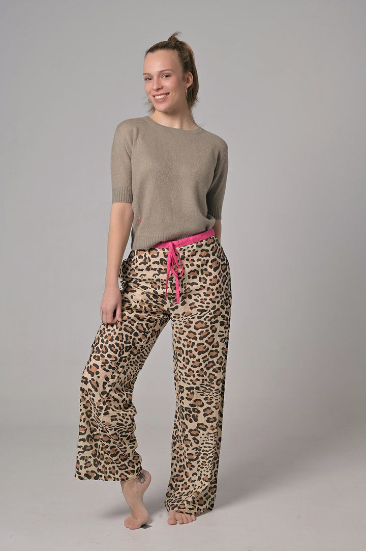 Hose Gracie-cs mit Leo-Print in Brown