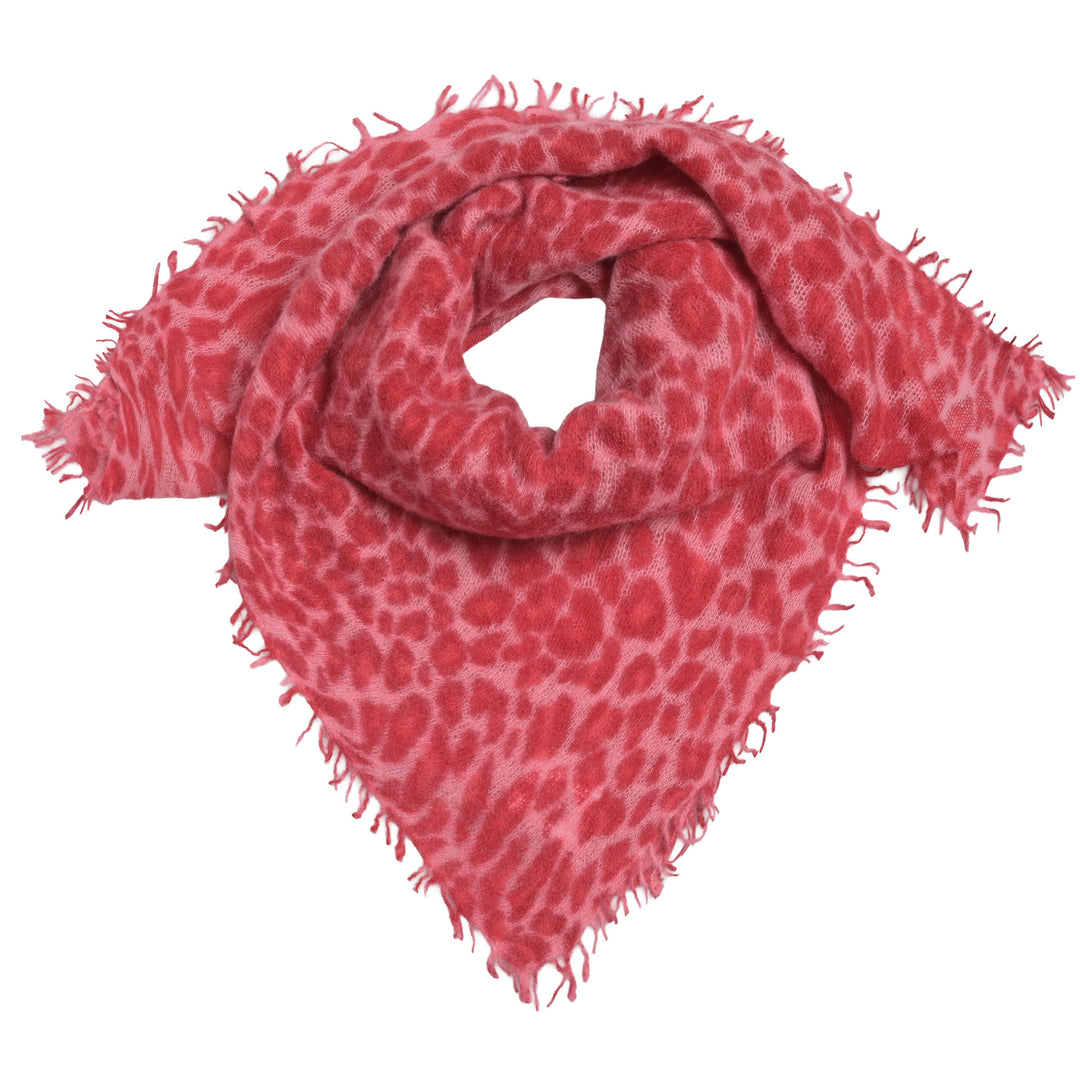 Kaschmirtuch aus 100% Kaschmir mit Leopardenmuster für Damen in der Farbe Koralle