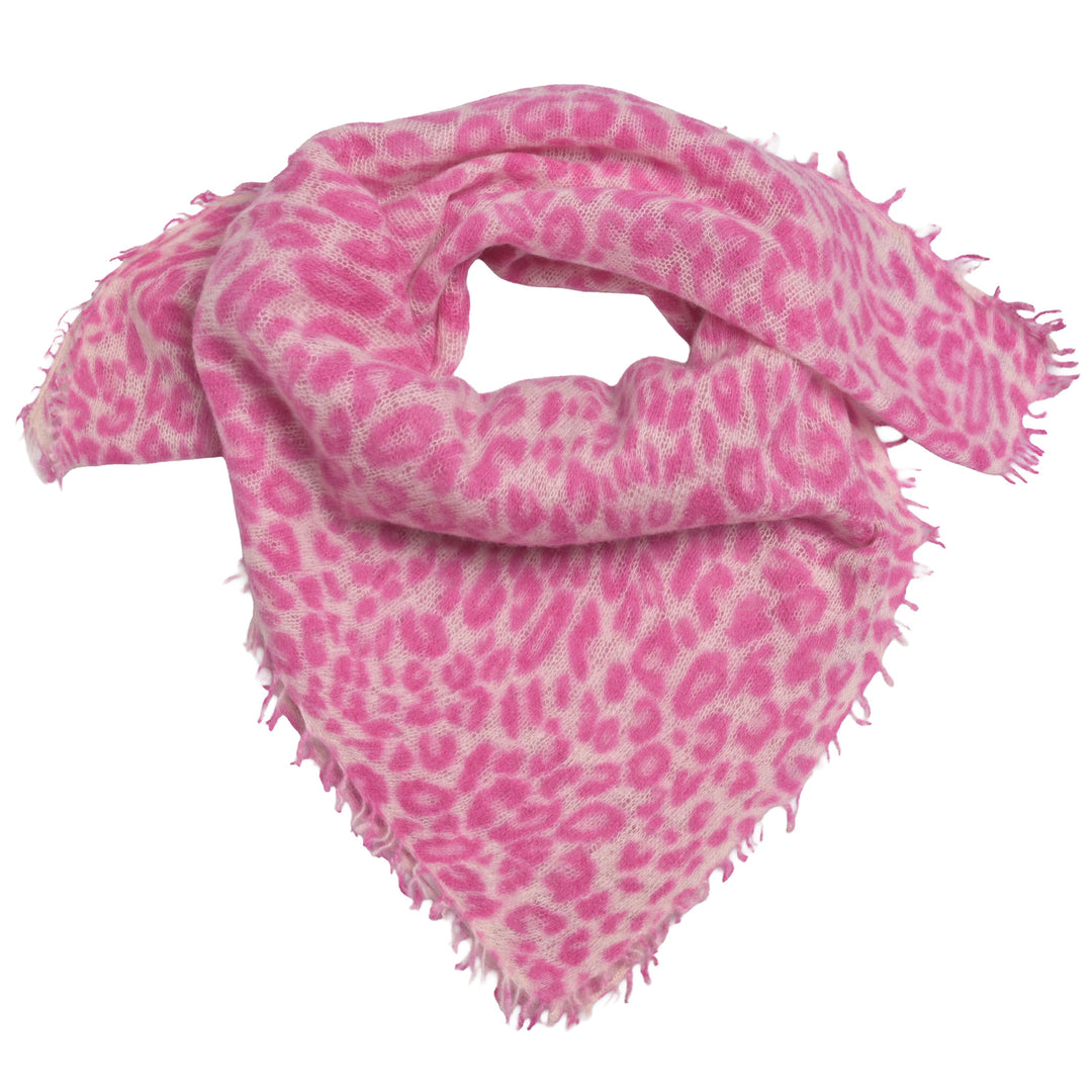 Tuch aus 100% reinem Kaschmir für Damen mit Leomuster in Pink
