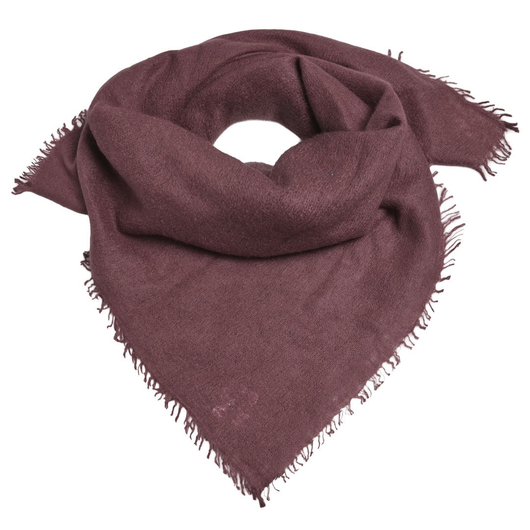 Edles Kaschmirtuch für Damen mit dezenten Fransen, 65 x 65 cm, vielseitig tragbares Bandana aus 100% reinem Kaschmir von cute stuff,  Farbe: Dark Choc