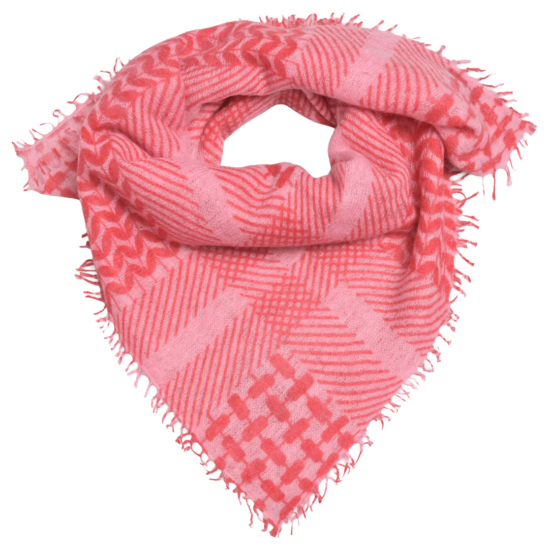 Kaschmir-Bandana „Luna“ aus 100 % Kaschmir in Pink mit grafischem Muster von cute stuff