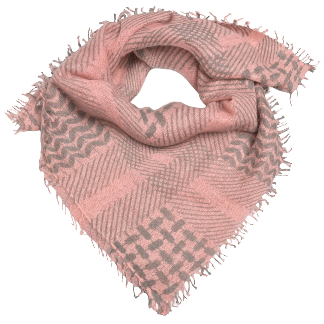 Kaschmir-Bandana „Luna“ aus 100 % Kaschmir in Rosa mit grafischem Muster von cute stuff