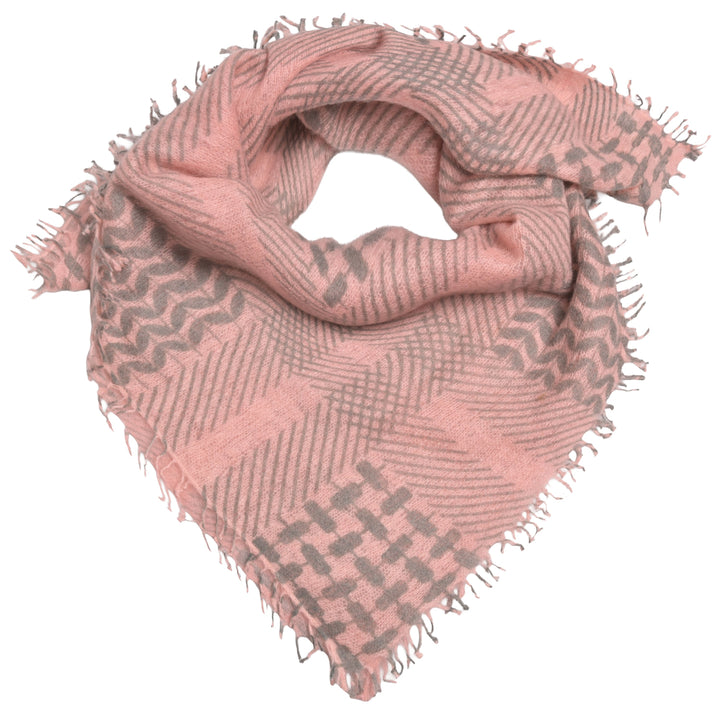 Kaschmir-Bandana „Luna“ aus 100 % Kaschmir in Rosa mit grafischem Muster von cute stuff