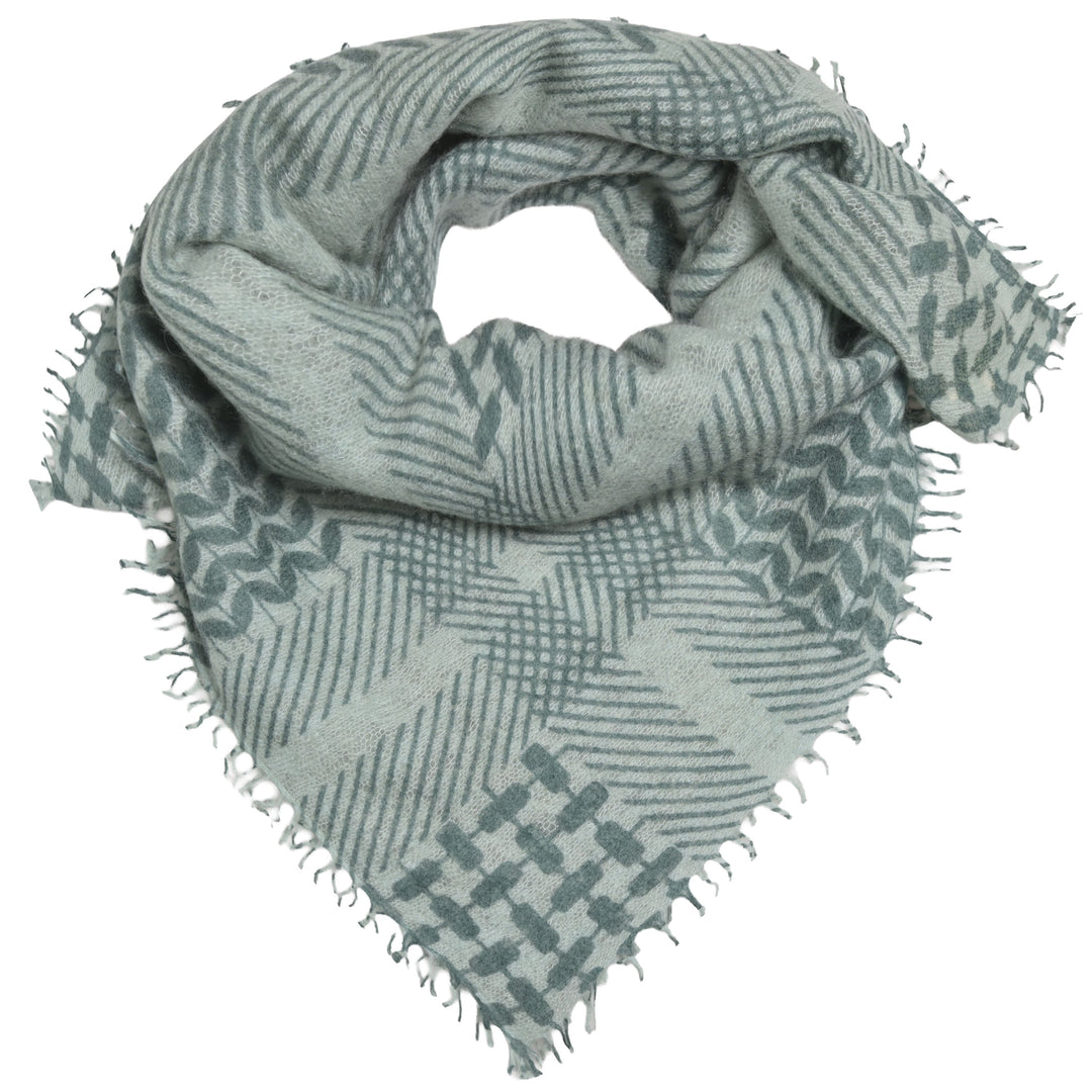 Kaschmir-Bandana „Luna“ aus 100 % Kaschmir in Grün mit grafischem Muster von cute stuff