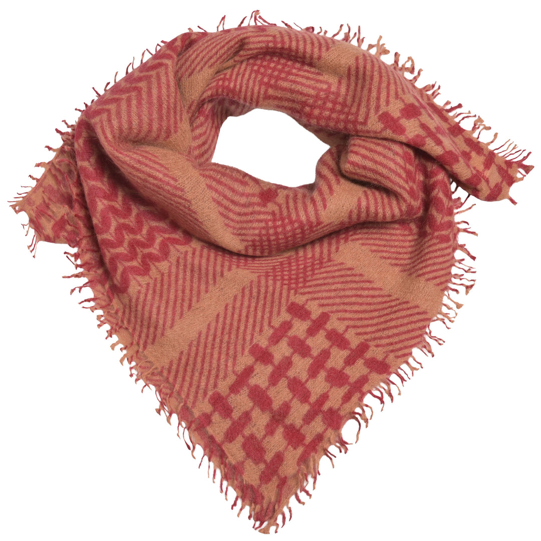 Kaschmir-Bandana „Luna“ aus 100 % Kaschmir in Tiramisu mit grafischem Muster von cute stuff