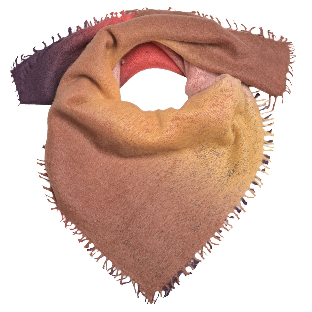 Kaschmir-Bandana Tabita-cs in Koralle mit mehrfarbigem Farbverlauf, 65 x 65 cm von cute stuff