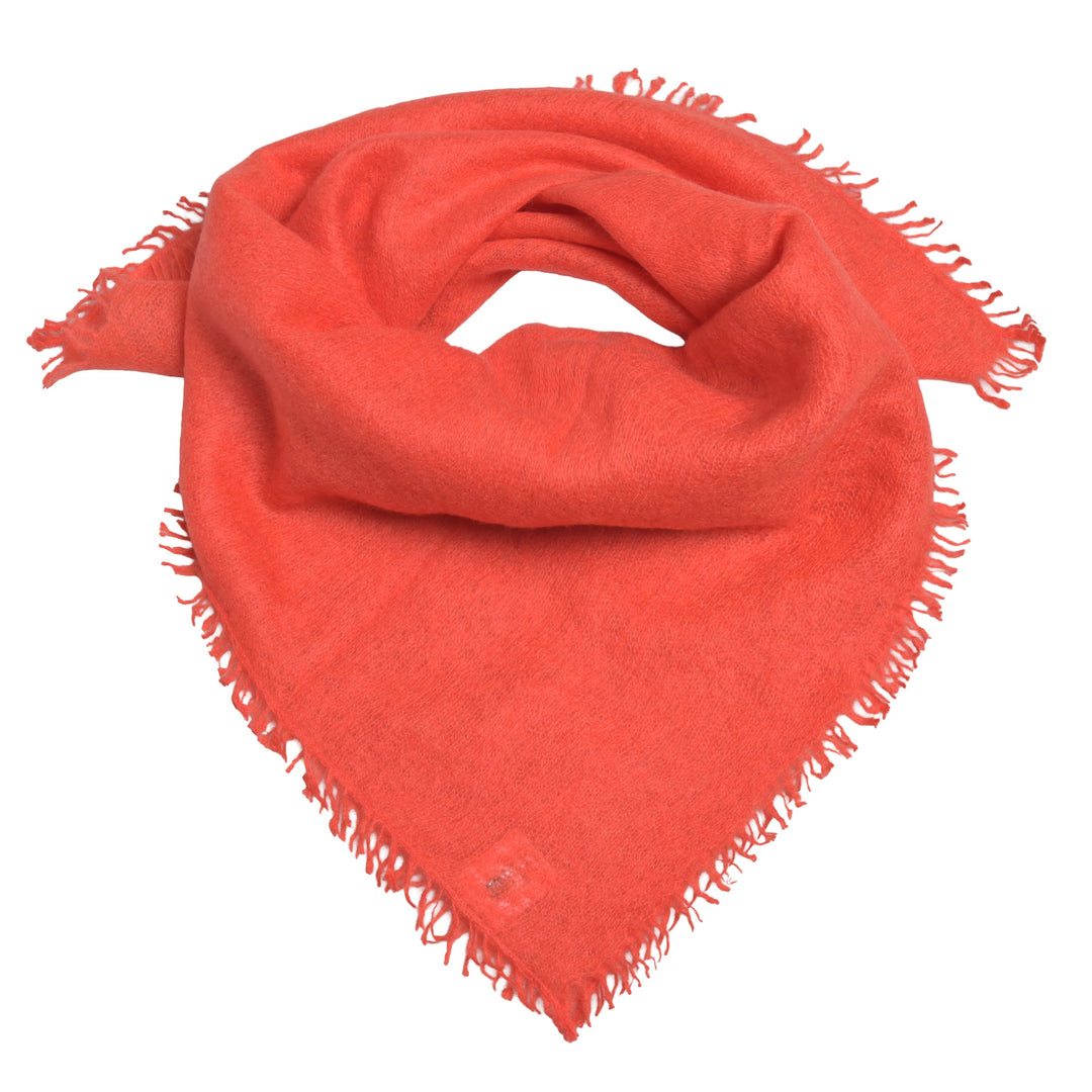 Rotfarbenes Kaschmirtuch für Damen mit dezenten Fransen, 65 x 65 cm, vielseitig tragbares Bandana aus 100% reinem Kaschmir, Farbe: Grenadine, Produktbild