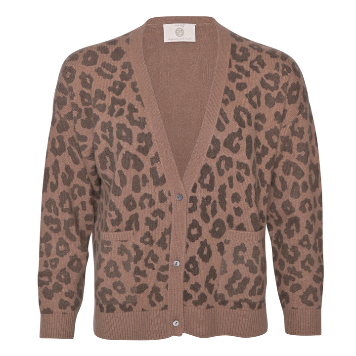 Cashmere Cardigan Eliana-cs Leo mit Lurex in Hot Chocolate