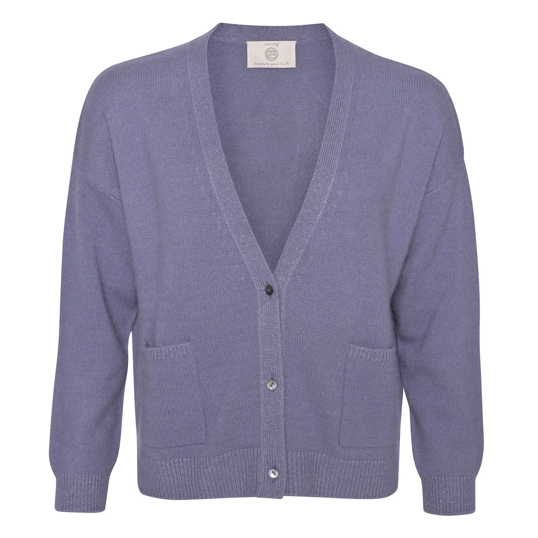 Strickjacke für Damen aus 100% reinem Kaschmir in der Farbe Flieder