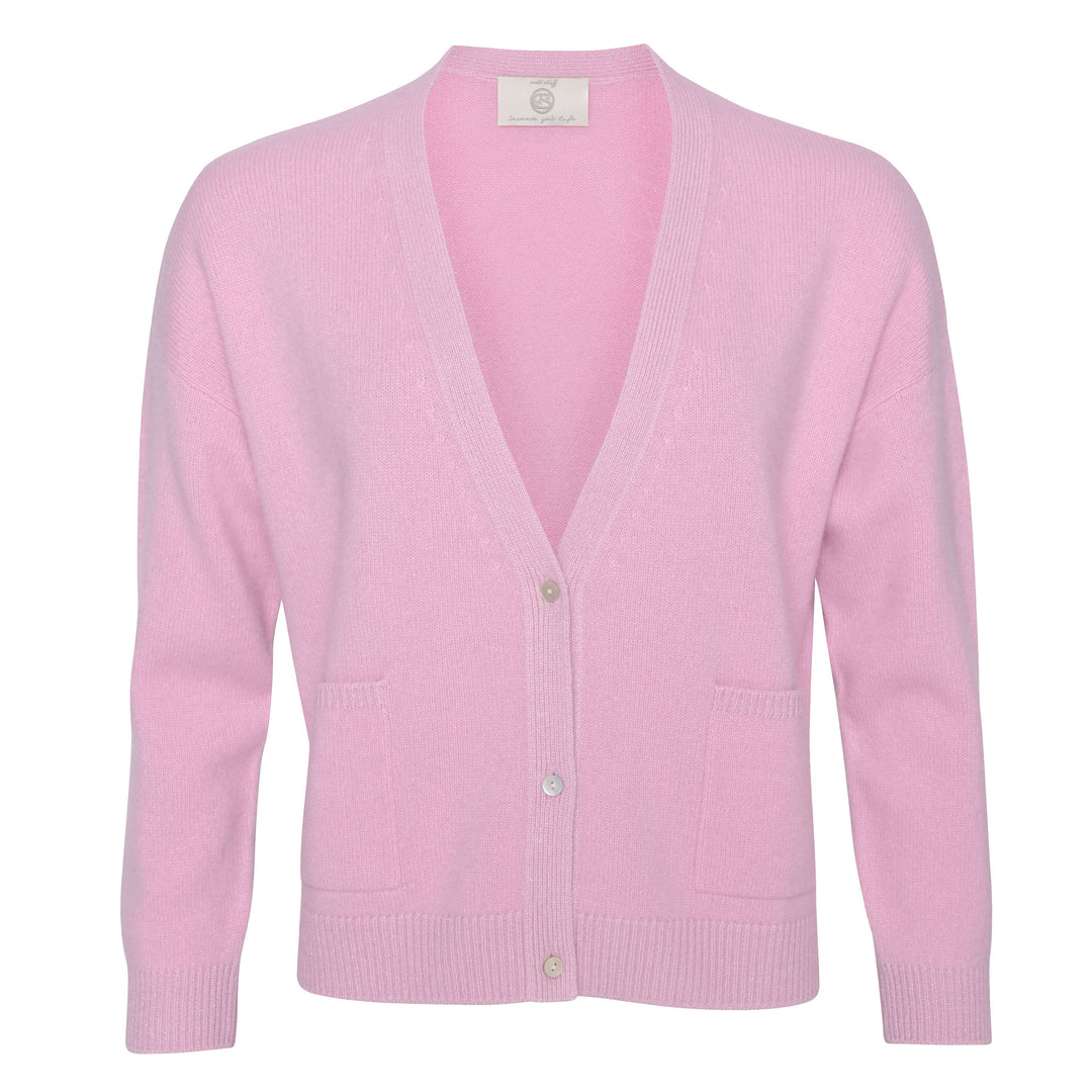 Strickjacke für Damen aus 100% reinem Kaschmir in der Farbe Rosa
