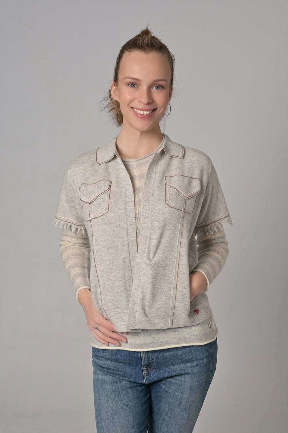 Cardigan Olivia-cs in Light Grey