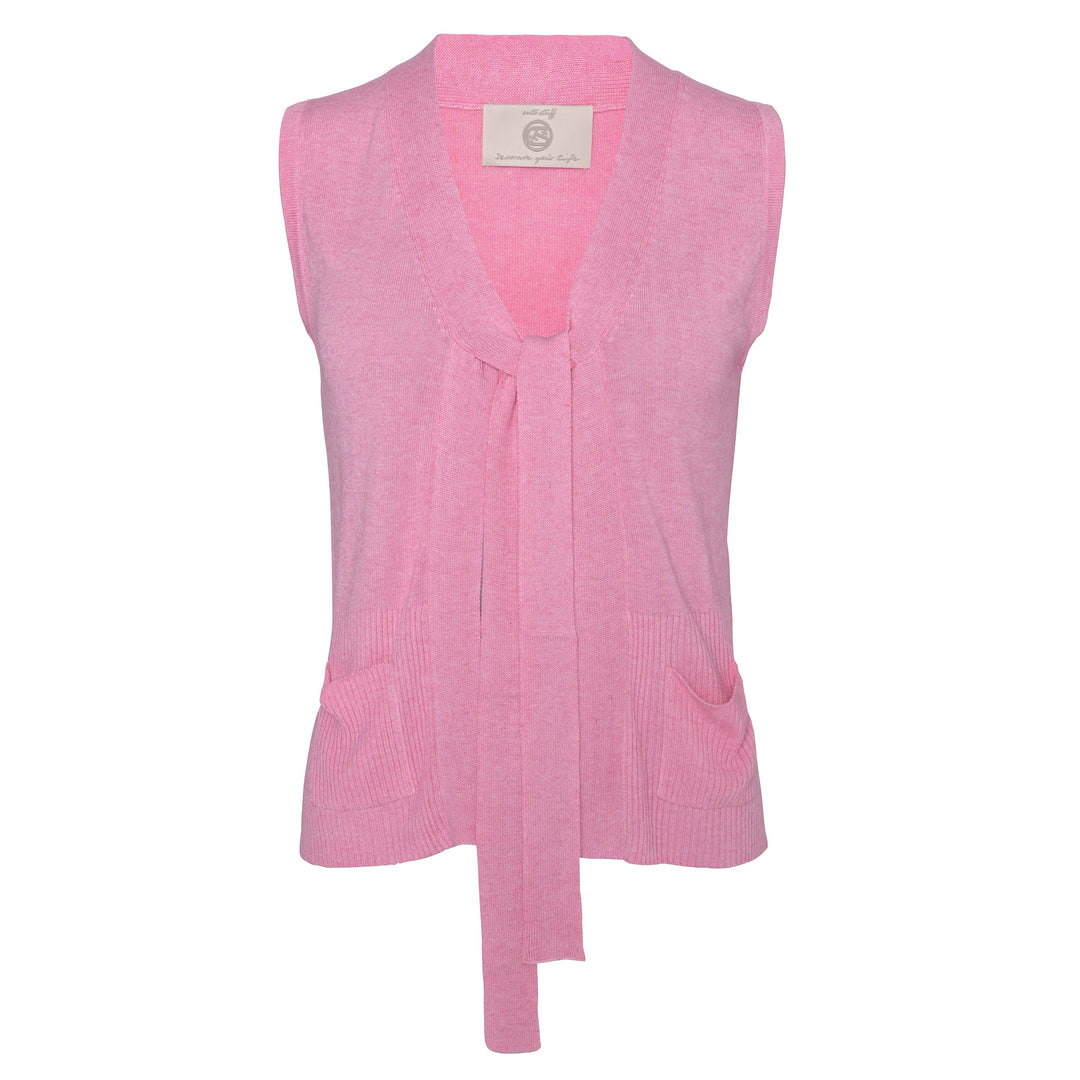 Damen Kaschmir‑Weste Bowie‑cs mit Schluppe und aufgesetzten Taschen in der Farbe Pink
