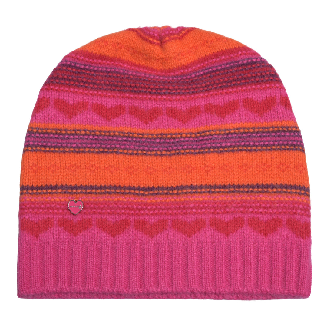 Weiche und warme Mütze aus 100% reinem Kaschmir für Damen mit Strickmuster in Pink