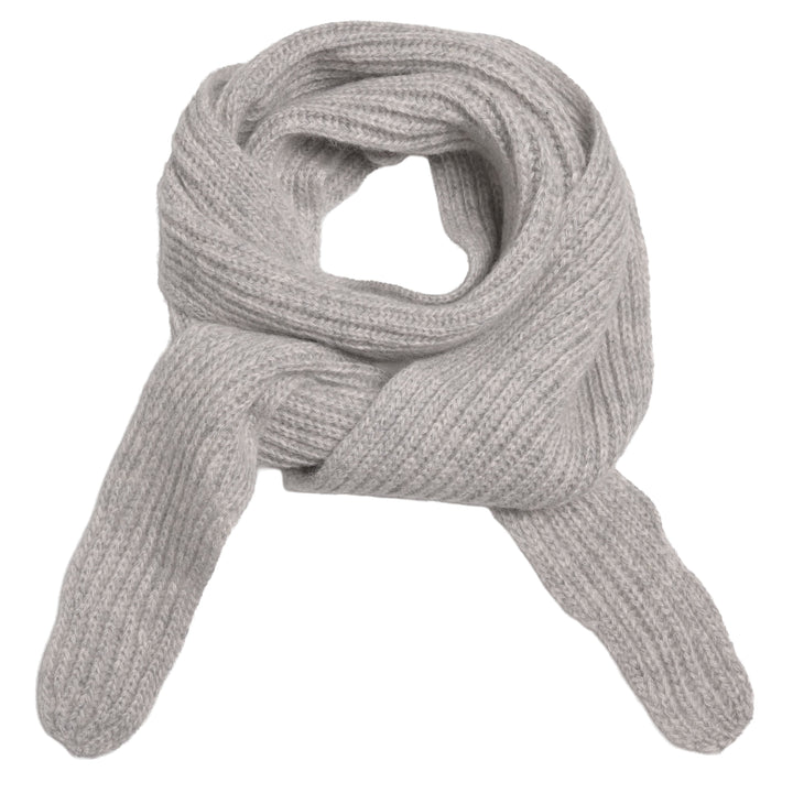 Schmaler Kaschmirschal Ella mit Strickmuster in der Farbe Hellgrau Meliert 