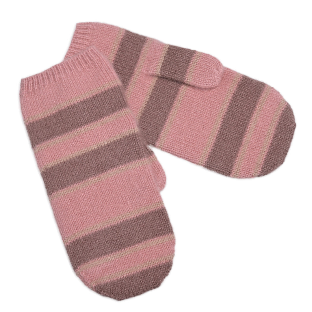 Kaschmirhandschuhe mit Streifen für Damen in Rosa aus reinem Cashmere für Damen