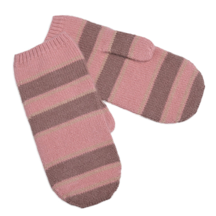 Kaschmirhandschuhe mit Streifen für Damen in Rosa aus reinem Cashmere für Damen