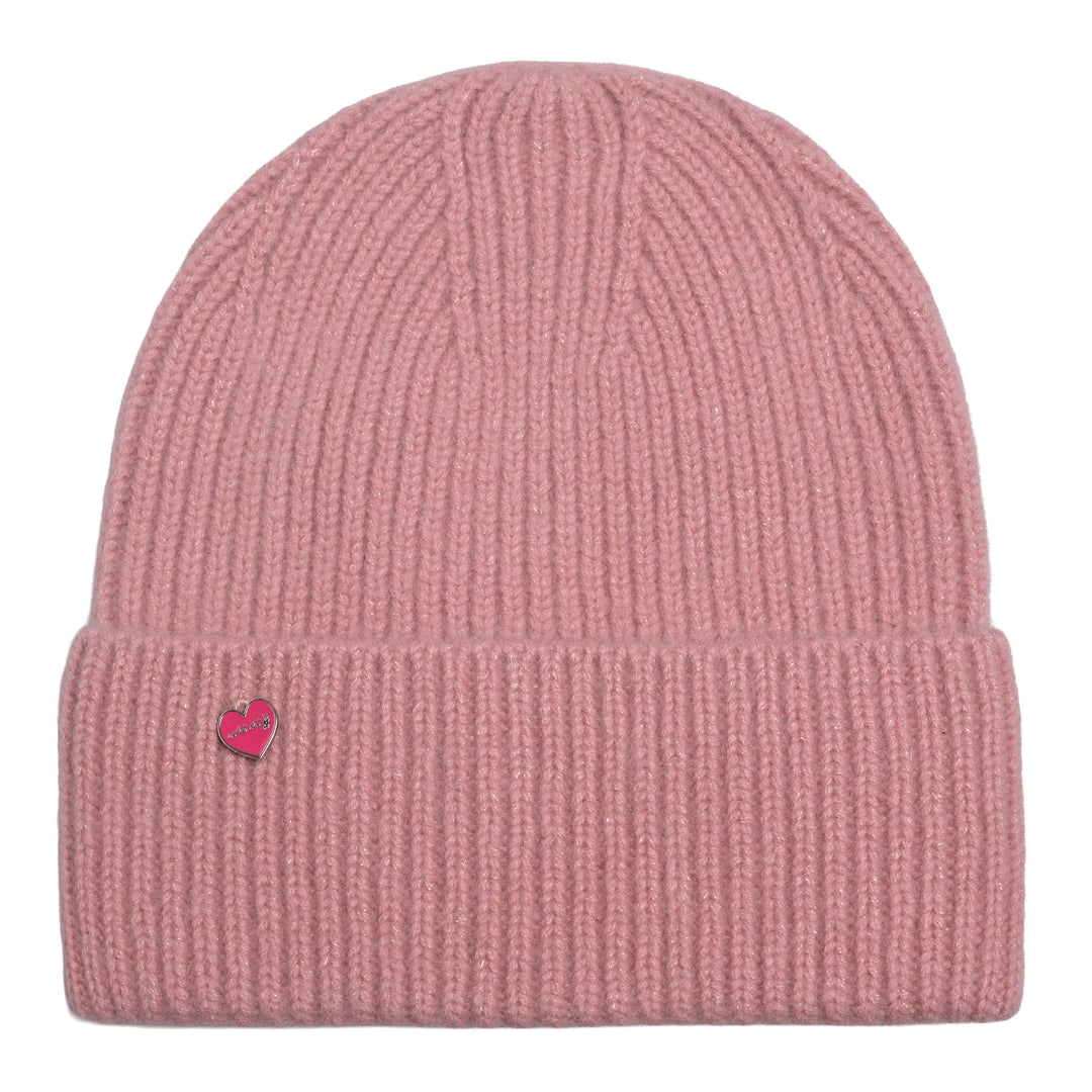 Elegante Damenmütze aus 98 % Kaschmir und 2 % Lurex, warm und kratzfrei, handmade in Nepal, Farbe Rosa