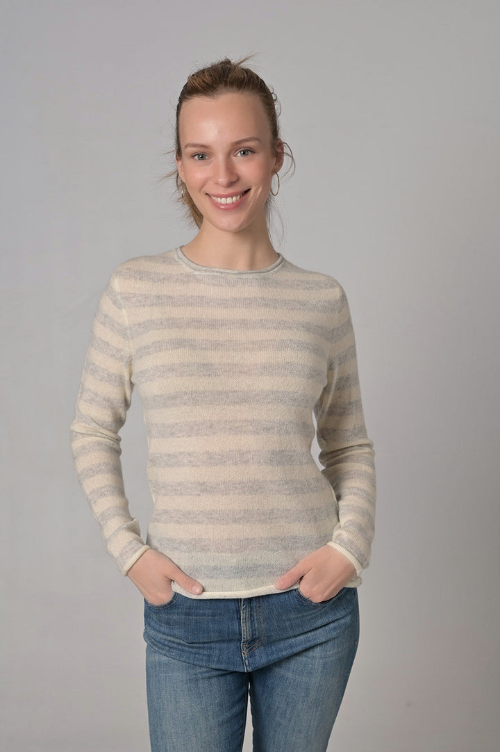 Cashmere Pullover Letitia-cs Stripe in Light Grey
