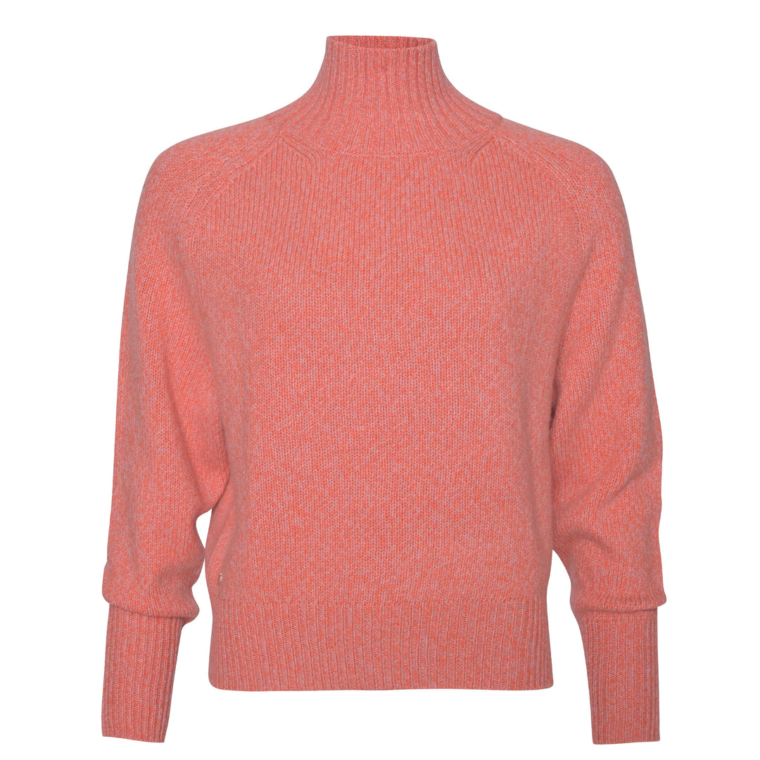 Klassischer Strickpullover aus 100% reinem Kaschmir in Koralle für Damen, warm und kratzfrei, handmade in Nepal