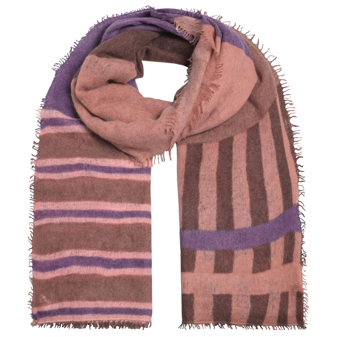 Kaschmirschal „Bibi“ aus 100 % Kaschmir mit Streifenmuster und Colorblocking in Kronjuwel von cute stuff