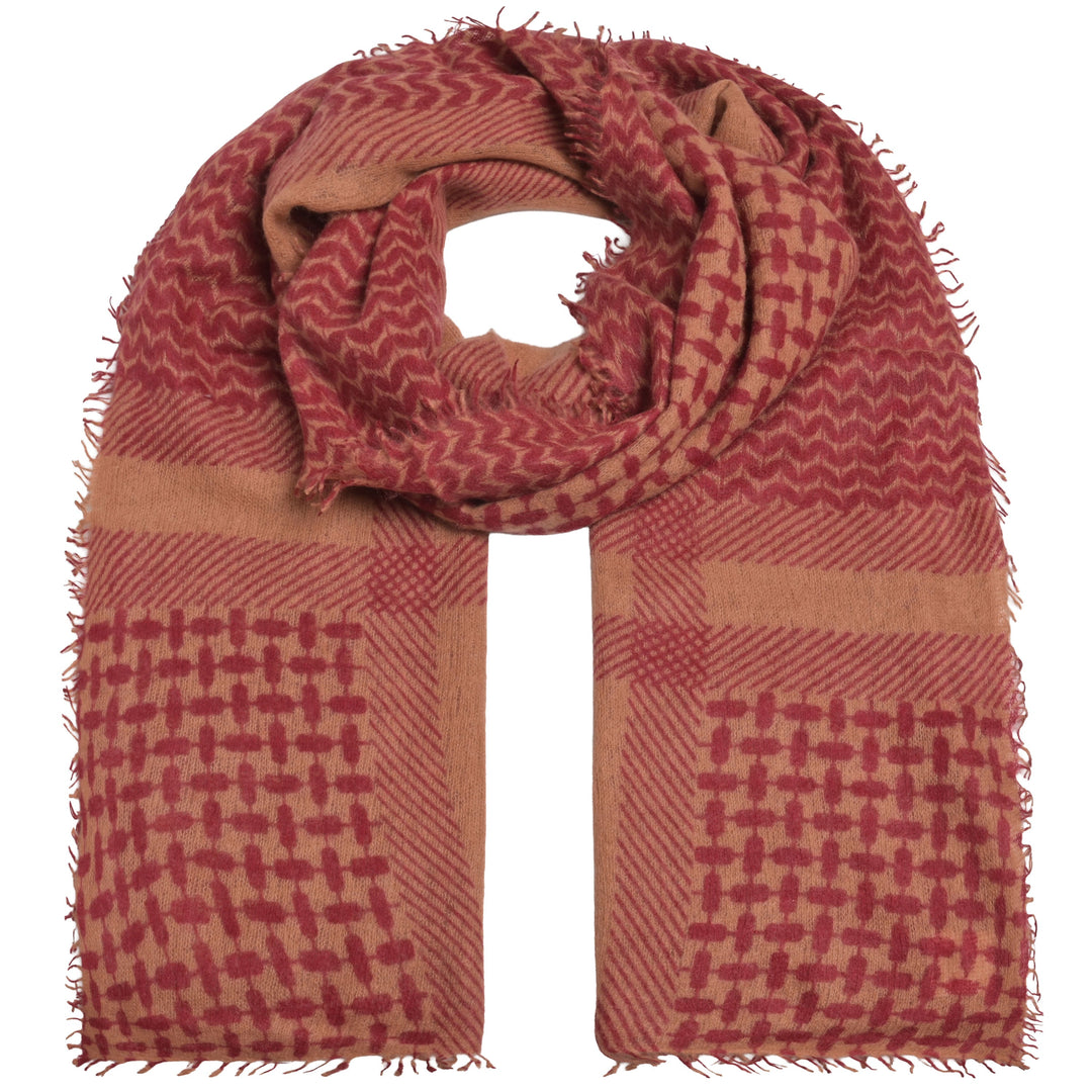 Kaschmir-Schal „Luna“ aus 100 % Light Cashmere in Tiramsu mit aufgedrucktem grafischen Muster von cute stuff