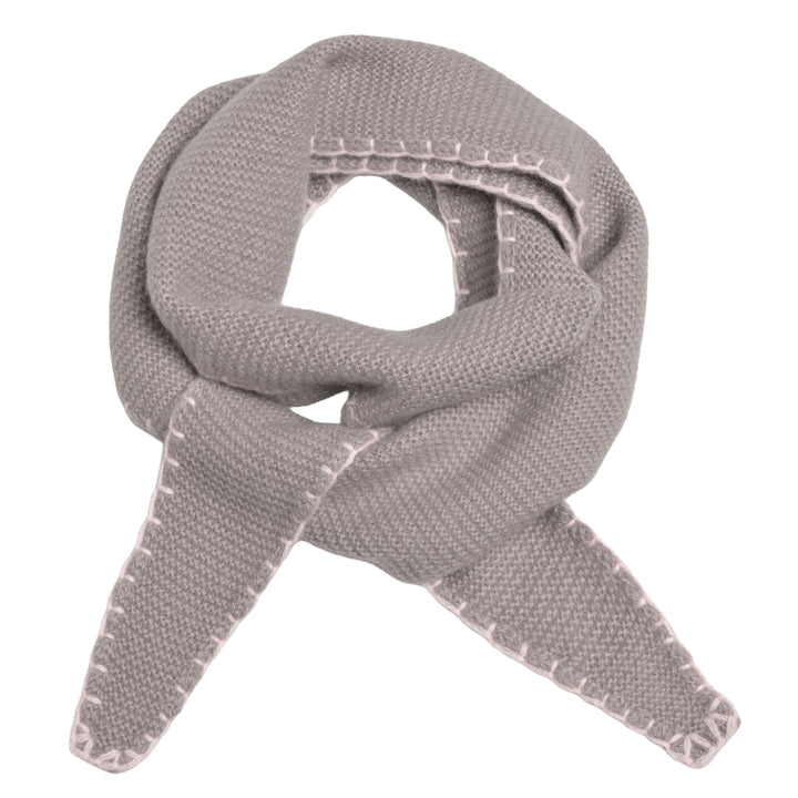 Schmaler Kaschmirschal Sofie Schal aus reinem cashmere für Damen mit Strickmuster und Stitching in der Farbe Taupe
