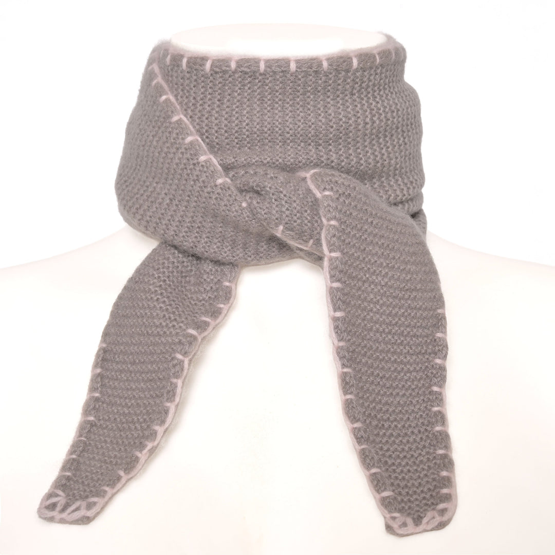 Cashmere Schal Ella-cs mit Stitching-Kante in Taupe