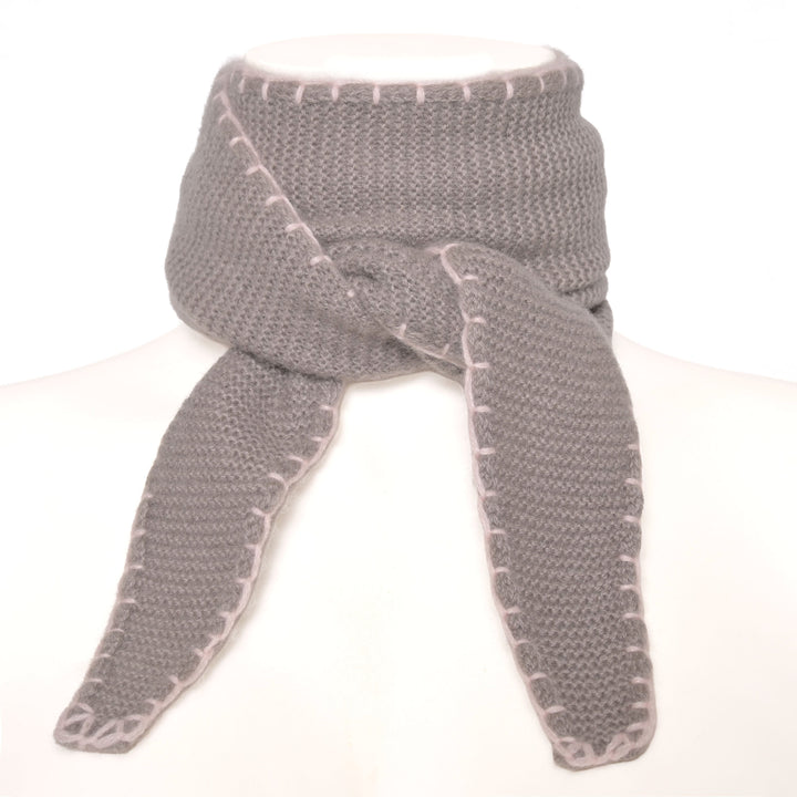 Cashmere Schal Ella-cs mit Stitching-Kante in Taupe