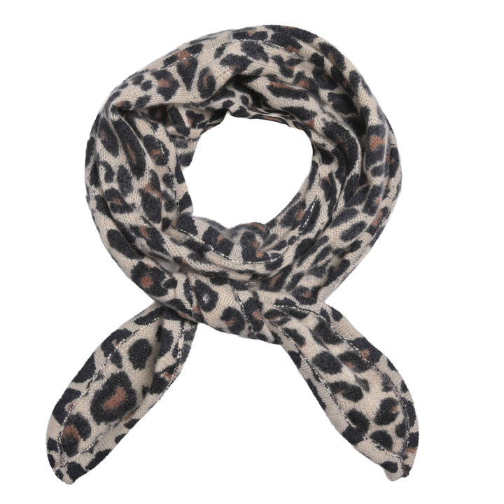 Cashmere Schal Ella-cs mit Leo-Print in Braun
