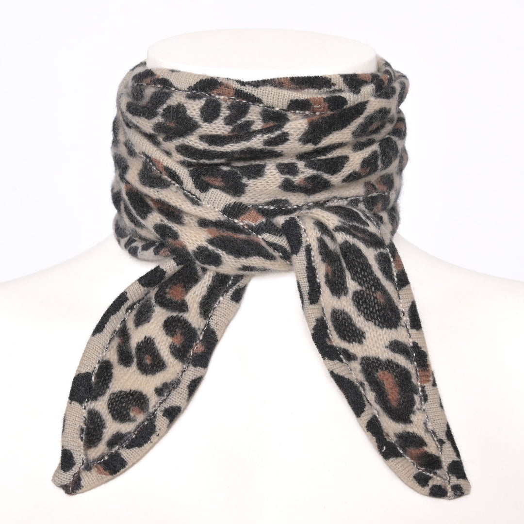 Cashmere Schal Ella-cs mit Leo-Print in Braun